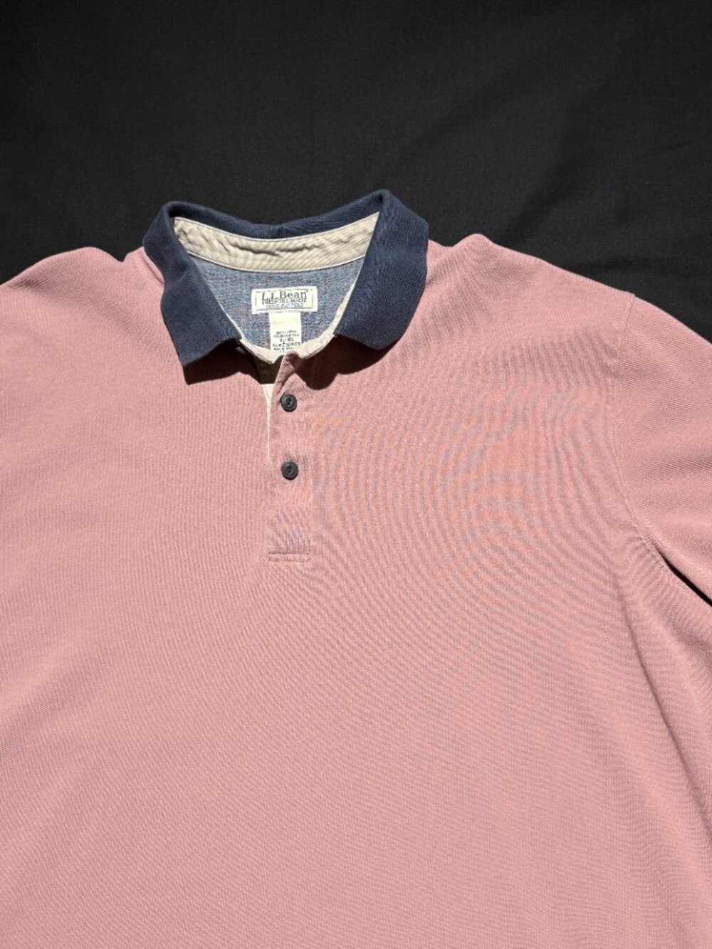 LL Bean "Casco Bay" Mens Polo Shirt XL Mauve/Navy 100% Cotton Preppy